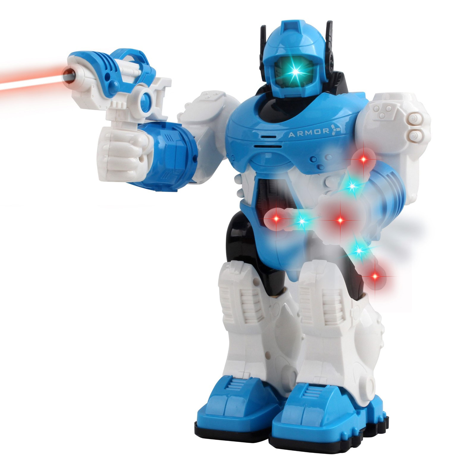 Walking Toy Robot Interactive With Spinning Hand Lights And Sounds Kids Smart Police Robocop Android Robotic Cop Perfect Action Toy For Boys Girls Toddlers Battery Operated White Bump And Go