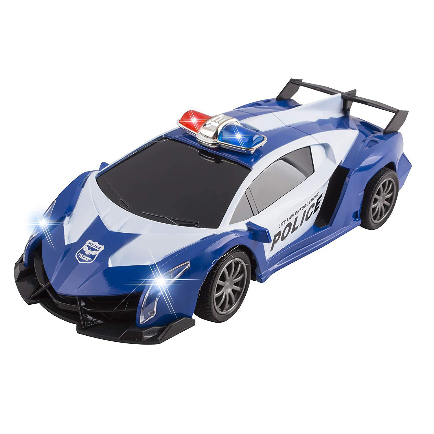 Police RC Car For Kids Super Exotic Large Remote Control Easy To Operate Toy Sports Car with Working Headlights And Sirens Perfect Cop Race Vehicle (Blue) SH091-27